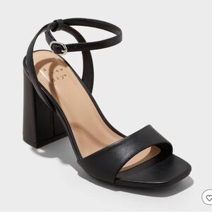a new day Haley ankle strap block heel color black size 8 brand new from Target